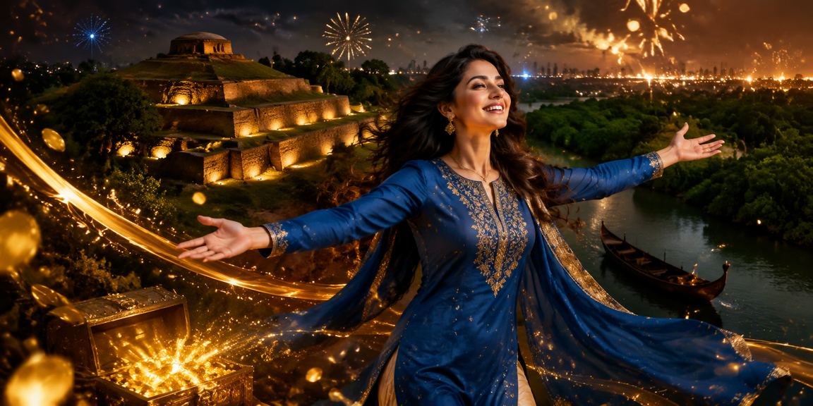 সুন্দরবন পরিবেশে সালওয়ার কামিজ পরিহিত মডেলের ক্যাসিনো বিনোদন